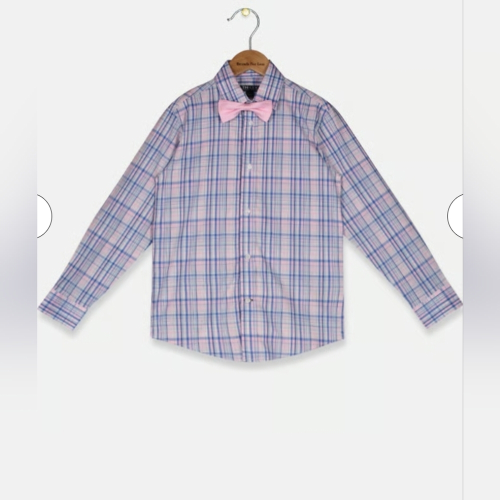 Tommy Hilfiger Boy's TH Flex Size 14 Long Sleeve Dress Shirt w/Bow Tie NEW! Pink